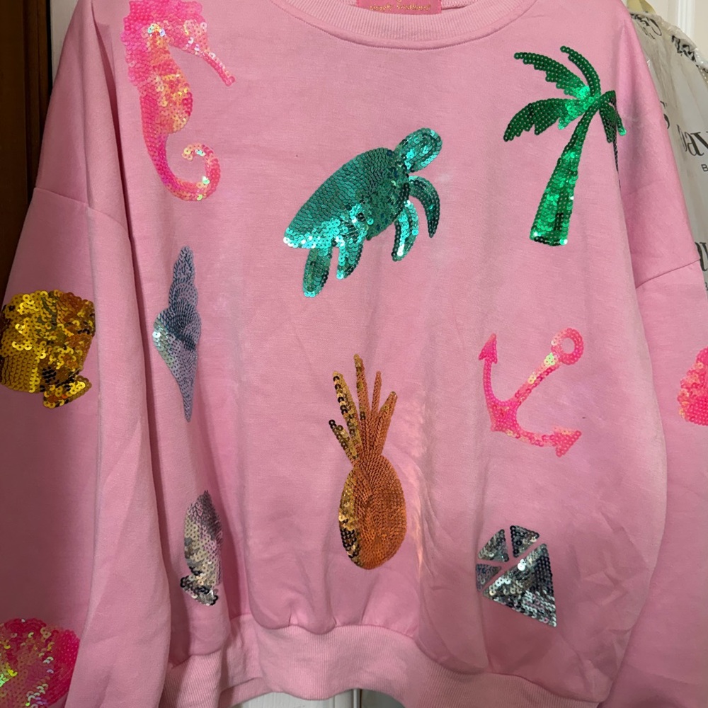Simply Southern Pink Sequin Tropical Set